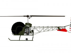 bell h-13 sioux helicopter low-poly Modelo 3D
