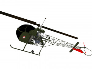 bell h-13 sioux helicopter low-poly Modelo 3D