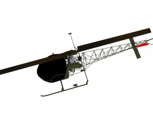 bell h-13 sioux helicopter low-poly 3D Model