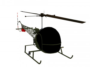 bell h-13 sioux helicopter low-poly Modelo 3D