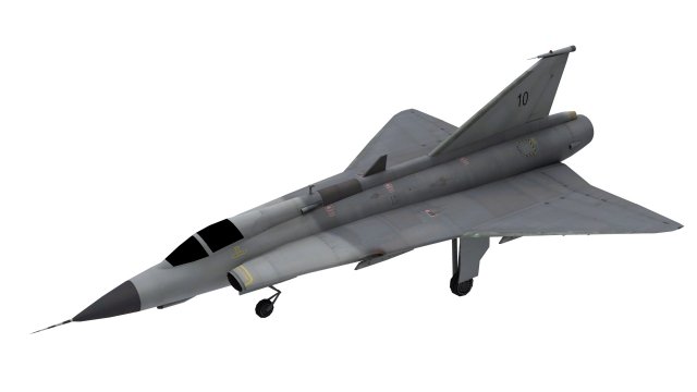 lowpolysaab 35 draken aircraft low-poly 3D Модель .c4d .max .obj .3ds .fbx .stl .blend