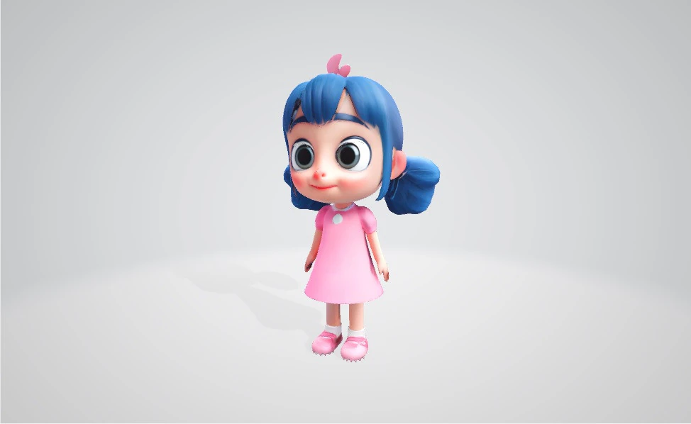 Cartoon Girl 3D Model .c4d .max .obj .3ds .fbx .stl .blend 