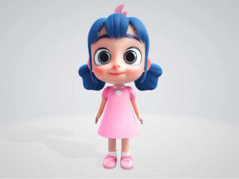 Cartoon Girl 3D Model
