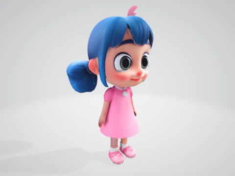 Cartoon Girl 3D Model