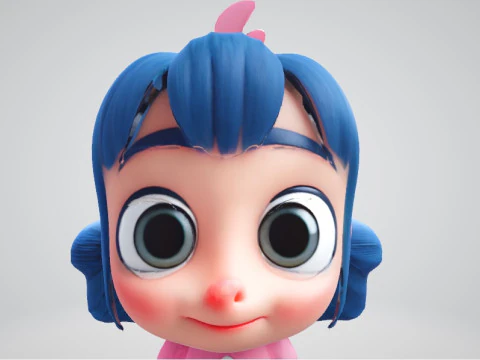 Cartoon Girl 3D Model