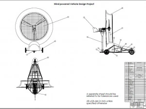 wind powered vehicle voiture olienne 3D Model
