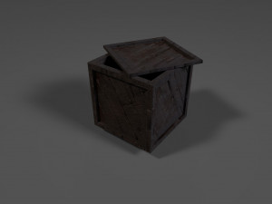 low poly simple wood box 3D Model