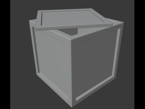low poly simple wood box 3D Model