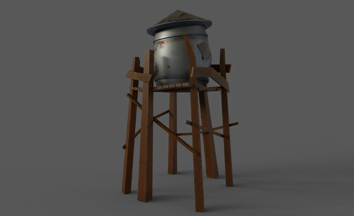 stylized water tank 3D Model .c4d .max .obj .3ds .fbx .stl .blend 