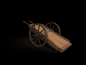 carro medievale in legno Modello 3D