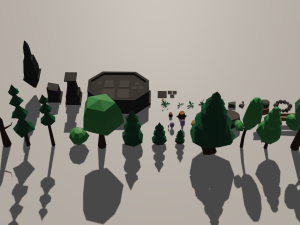 trees flowers rocks ruins low-poly 3D Model