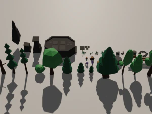 trees flowers rocks ruins low-poly 3D Model