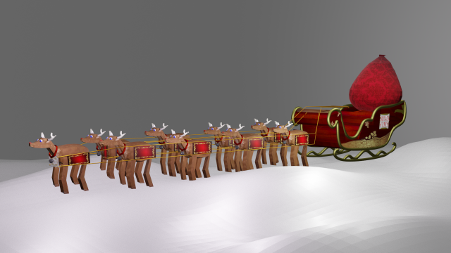 santas sleigh 3D 模型 .c4d .max .obj .3ds .fbx .stl .blend