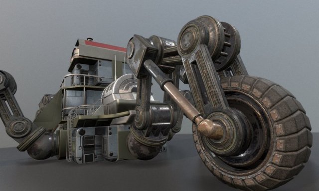 futuristic five wheeled building 3D मॉडल .c4d .max .obj .3ds .fbx .stl .blend 