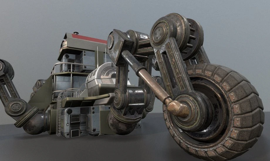 futuristic five wheeled building 3D Model .c4d .max .obj .3ds .fbx .stl .blend 