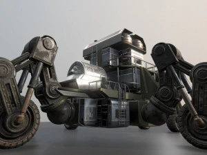 futuristic five wheeled building 3D Model