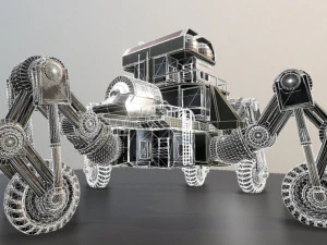 futuristic five wheeled building 3D Model