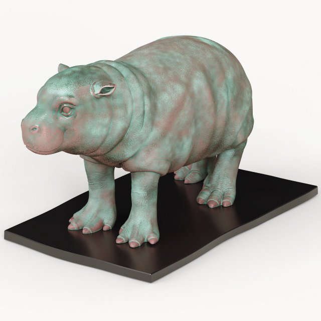 hippo oxidized bronze 3D Modell .c4d .max .obj .3ds .fbx .stl .blend