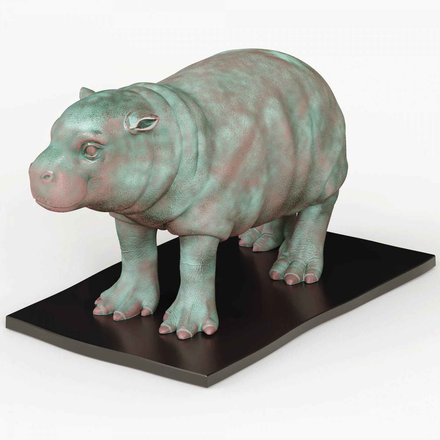 hippo oxidized bronze 3D Model .c4d .max .obj .3ds .fbx .stl .blend