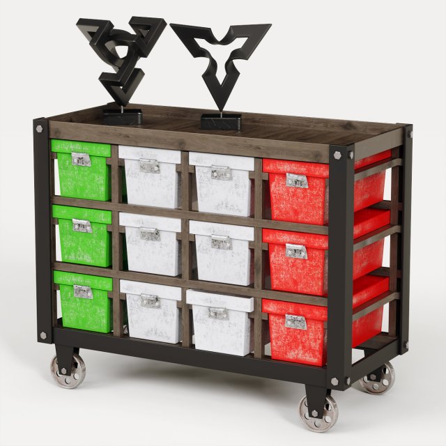 chest of drawers loft Modello 3D .c4d .max .obj .3ds .fbx .stl .blend 