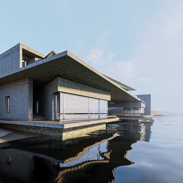 build h 002 japan lake house 3D Модель .c4d .max .obj .3ds .fbx .stl .blend 