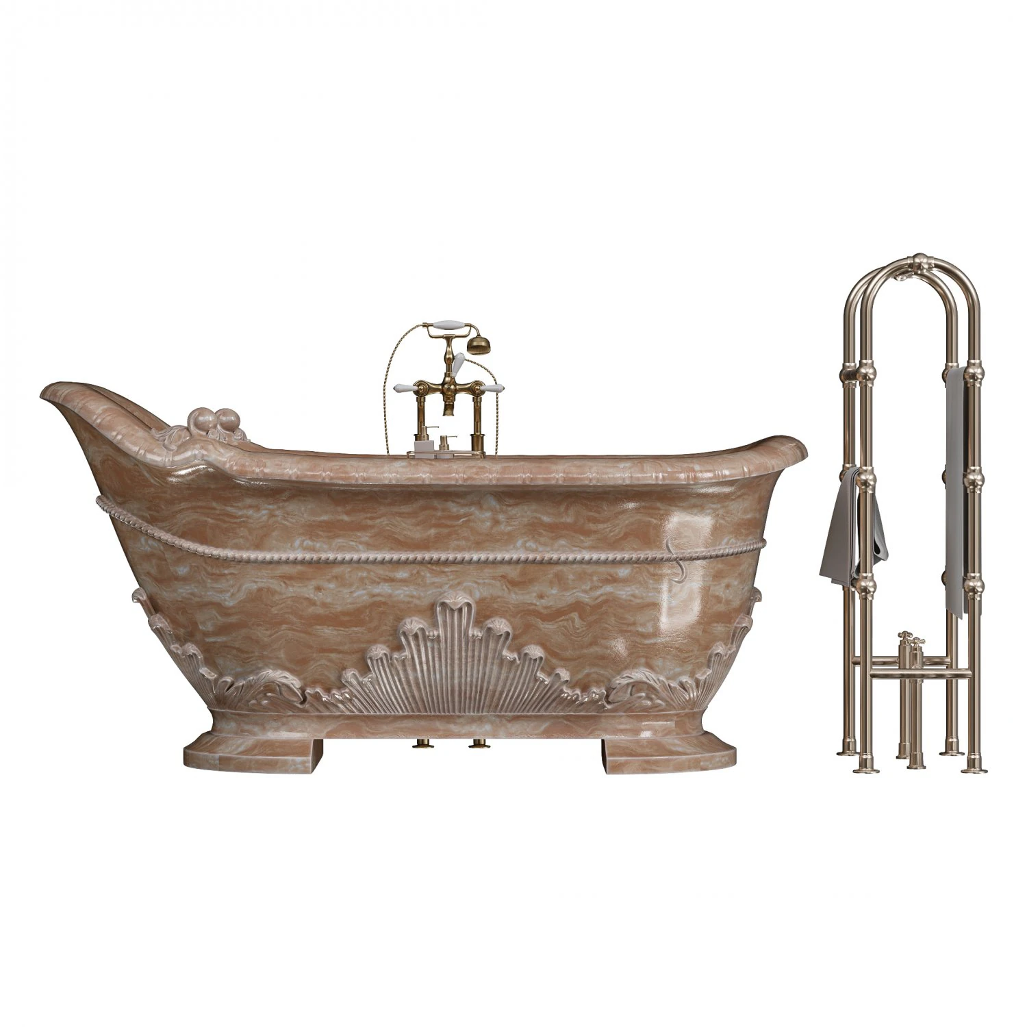 Stone Carved Bathtub 3D Model .c4d .max .obj .3ds .fbx .stl .blend 