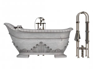 Stone Carved Bathtub 3D Model