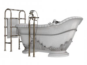Stone Carved Bathtub 3D Model
