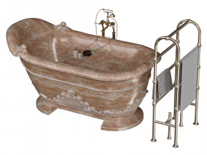 Stone Carved Bathtub 3D Model
