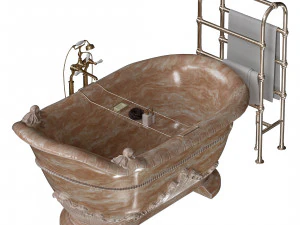 Stone Carved Bathtub 3D Model