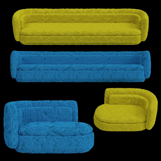 Set Sofa fabric with pimples 3Dモデル .c4d .max .obj .3ds .fbx .stl .blend
