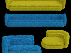 Set Sofa fabric with pimples 3D 모델