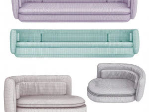Set Sofa fabric with pimples 3D Model