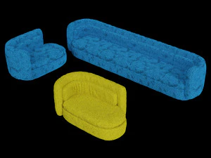 Set Sofa fabric with pimples 3D Model