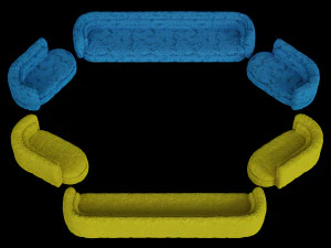 Set Sofa fabric with pimples 3D Model