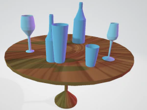 bottles glasses and bowls 3D Model