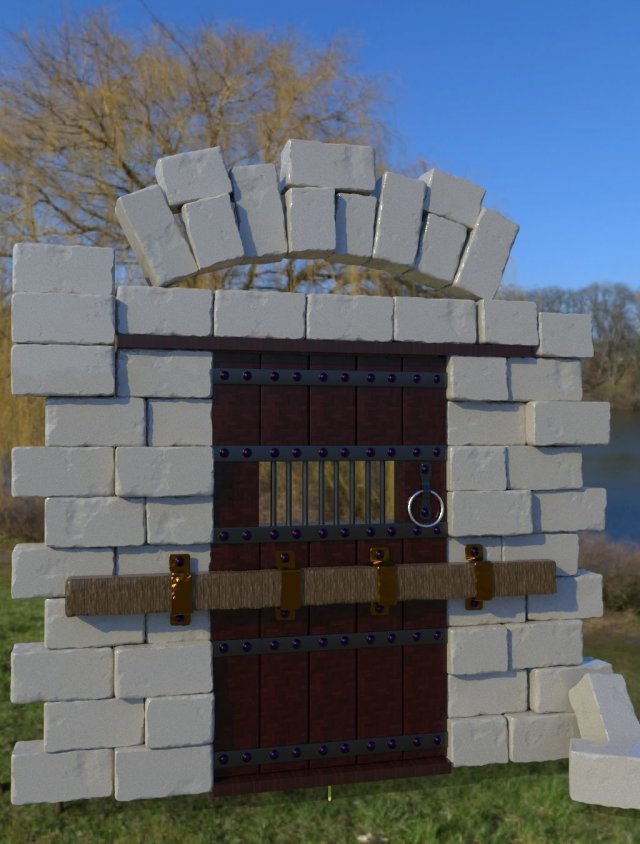old wood door 3D Model .c4d .max .obj .3ds .fbx .stl .blend 