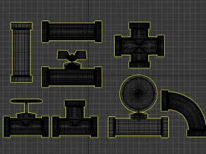 game assets iron tubes pack 3D Model