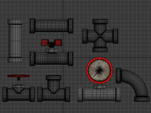 game assets iron tubes pack 3D Model