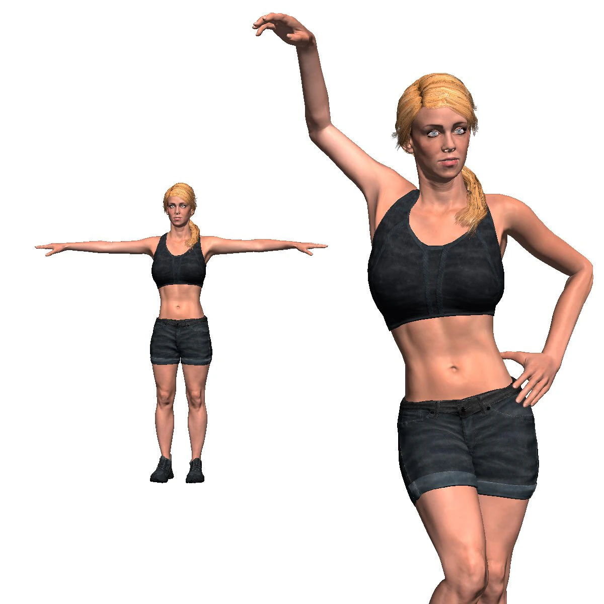 game ready character - animated girl low-poly 3D Model .c4d .max .obj .3ds .fbx .stl .blend 