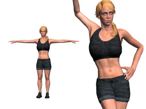 karakter siap permainan - gadis animasi poli rendah Model 3D