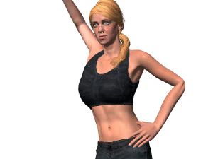 game ready character - animated girl low-poly 3D Model