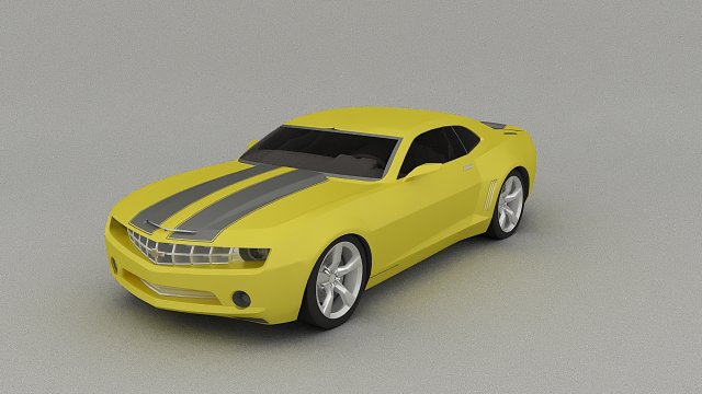 car concept-chevrolet camaro yelow color 3D Model .c4d .max .obj .3ds .fbx .stl .blend 