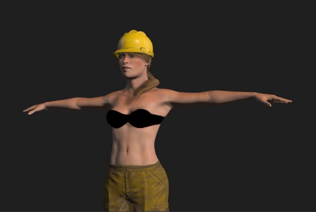 construction worker woman - rigged 3d game character Modello 3D .c4d .max .obj .3ds .fbx .stl .blend 