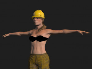 construction worker woman - rigged 3d game character 3D Model