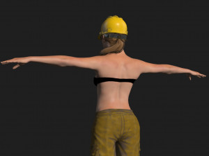 construction worker woman - rigged 3d game character Modello 3D