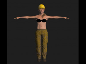 construction worker woman - rigged 3d game character Modello 3D