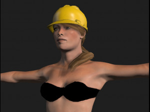 construction worker woman - rigged 3d game character Modello 3D