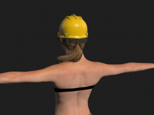 construction worker woman - rigged 3d game character Modello 3D