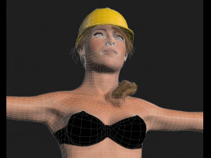 construction worker woman - rigged 3d game character Modello 3D